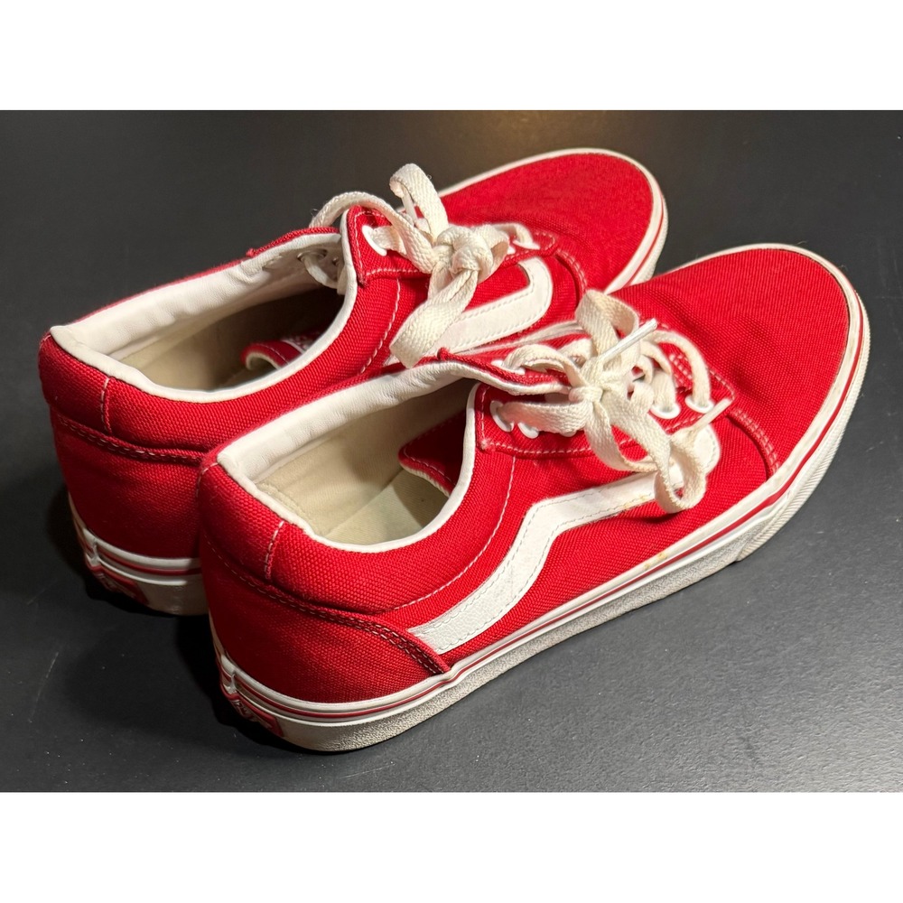 Vans Ward Low Top Sneakers Mens 7.5 Red Canvas Lace Up Skate Shoes - Picture 3 of 14